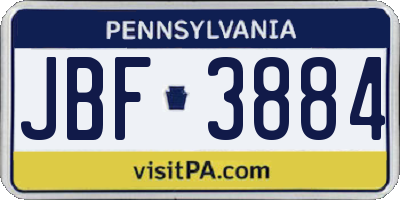 PA license plate JBF3884