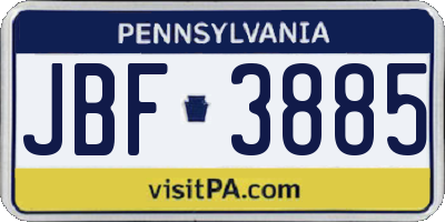 PA license plate JBF3885