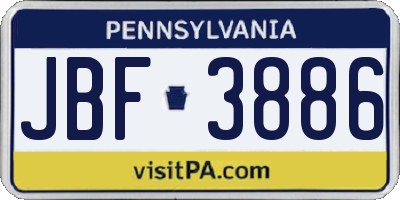 PA license plate JBF3886