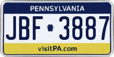 PA license plate JBF3887