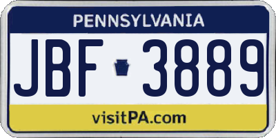 PA license plate JBF3889