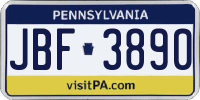 PA license plate JBF3890