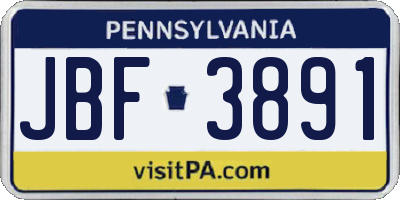 PA license plate JBF3891