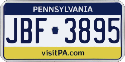 PA license plate JBF3895