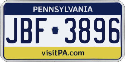 PA license plate JBF3896