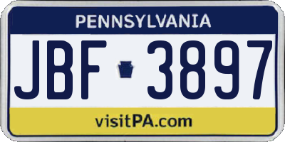 PA license plate JBF3897