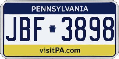 PA license plate JBF3898