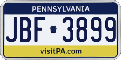 PA license plate JBF3899