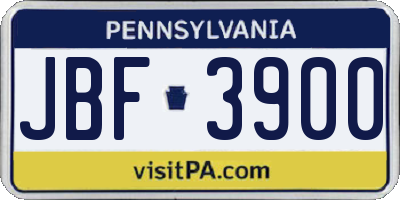 PA license plate JBF3900