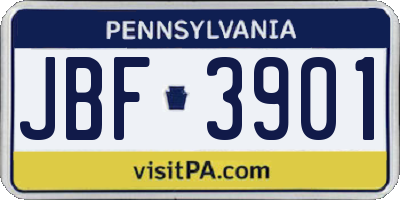 PA license plate JBF3901