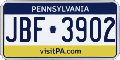 PA license plate JBF3902