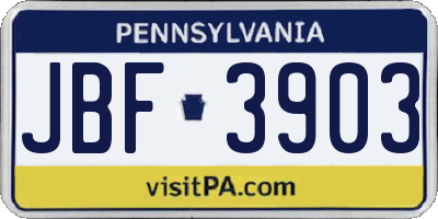 PA license plate JBF3903