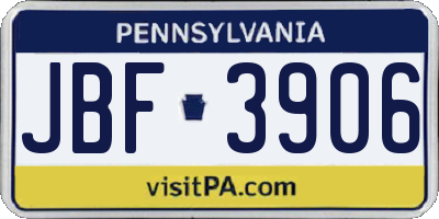 PA license plate JBF3906