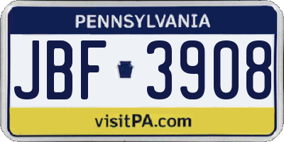 PA license plate JBF3908