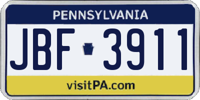 PA license plate JBF3911