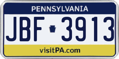 PA license plate JBF3913