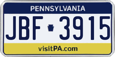 PA license plate JBF3915