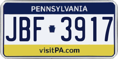 PA license plate JBF3917