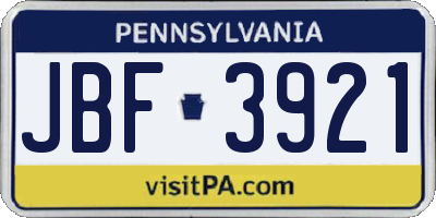 PA license plate JBF3921