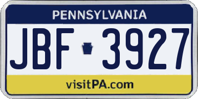 PA license plate JBF3927