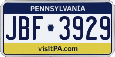 PA license plate JBF3929