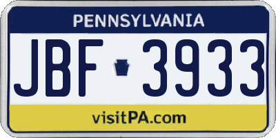 PA license plate JBF3933