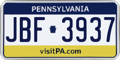 PA license plate JBF3937