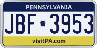 PA license plate JBF3953