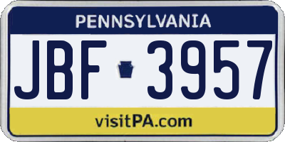 PA license plate JBF3957