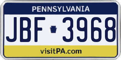 PA license plate JBF3968