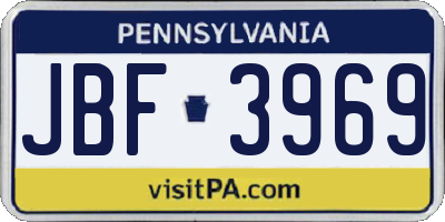 PA license plate JBF3969