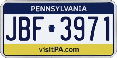 PA license plate JBF3971