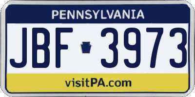 PA license plate JBF3973