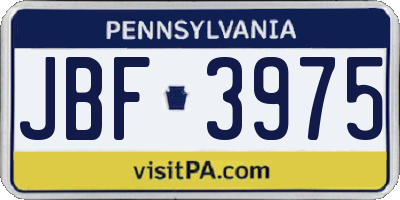 PA license plate JBF3975