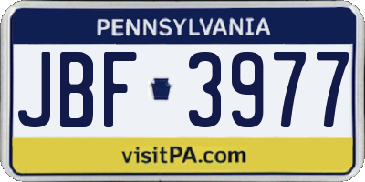 PA license plate JBF3977