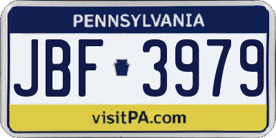 PA license plate JBF3979