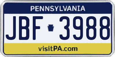 PA license plate JBF3988