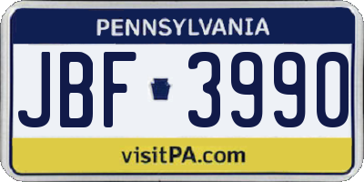 PA license plate JBF3990