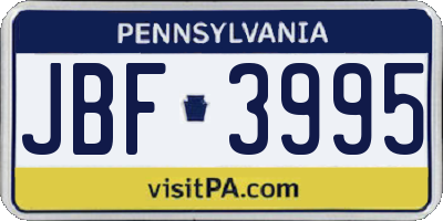 PA license plate JBF3995