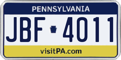 PA license plate JBF4011