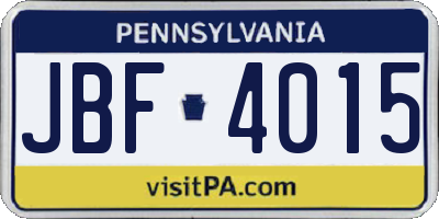 PA license plate JBF4015