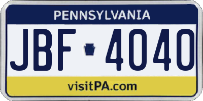 PA license plate JBF4040