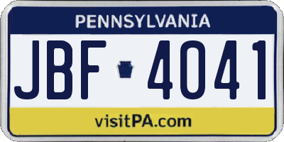 PA license plate JBF4041