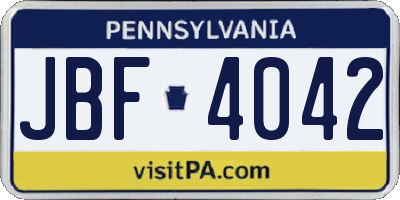 PA license plate JBF4042