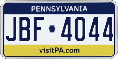 PA license plate JBF4044