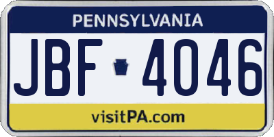 PA license plate JBF4046