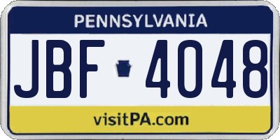 PA license plate JBF4048