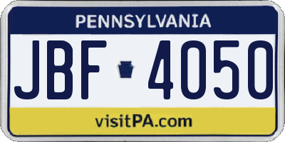 PA license plate JBF4050