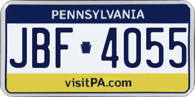 PA license plate JBF4055