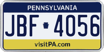 PA license plate JBF4056